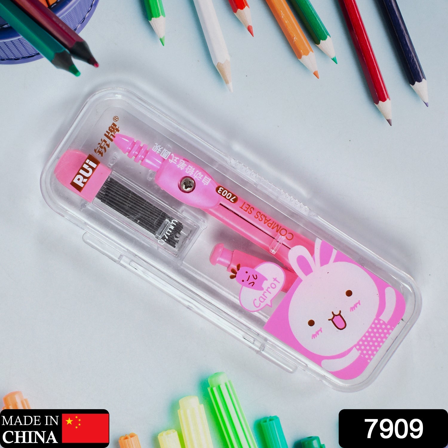 Kawaii stationery set for kids Cute pencil case for girls ruler eraser  Children gift Office School Supplies