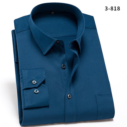 Solid Color Shirt Men's Non-ironing Stretch Breathable Business Casual