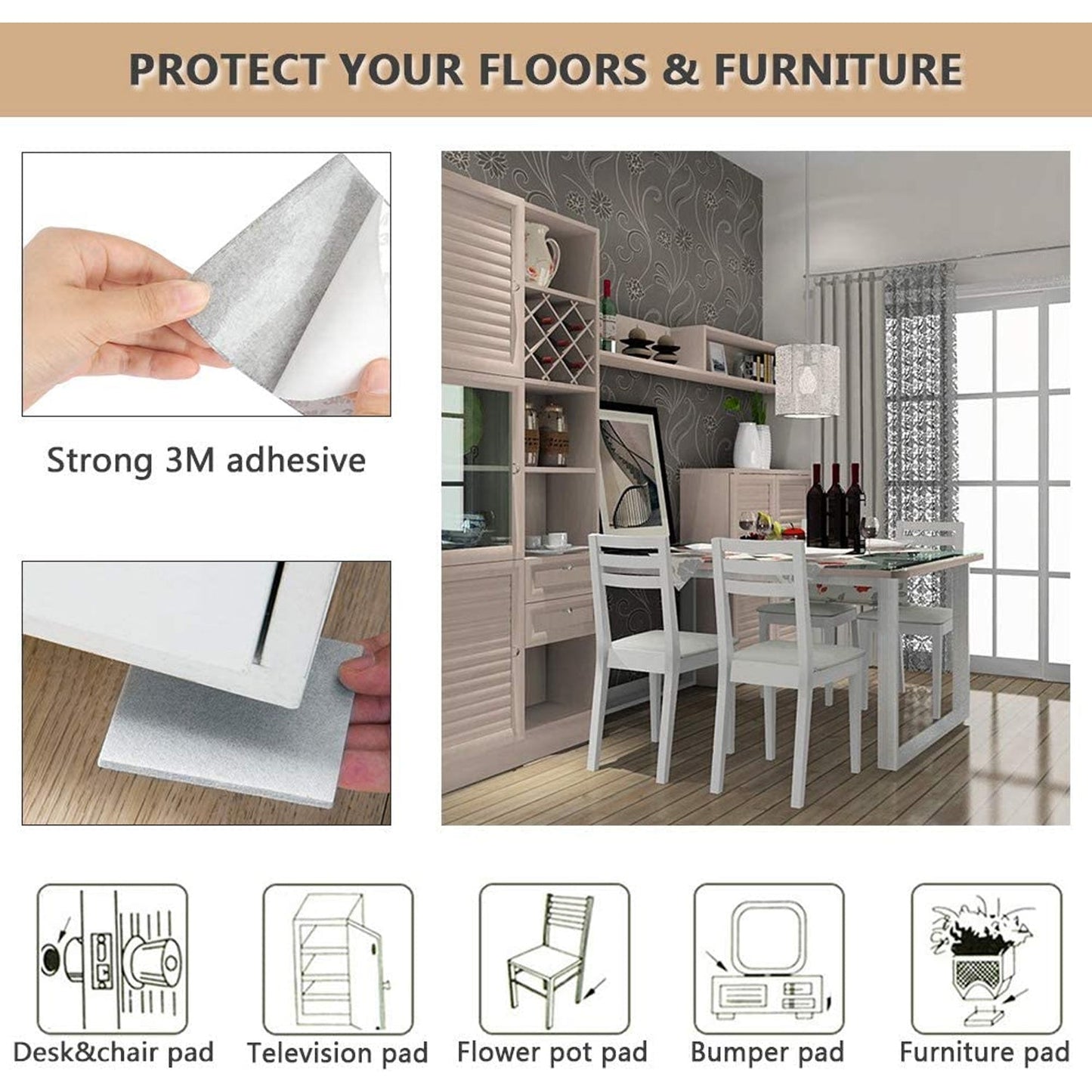 9077 Non Slip Furniture Pads Best Self Adhesive Rubber Feet Furniture Feet Pad Ideal Non Skid Furniture Pad Floor Protectors 