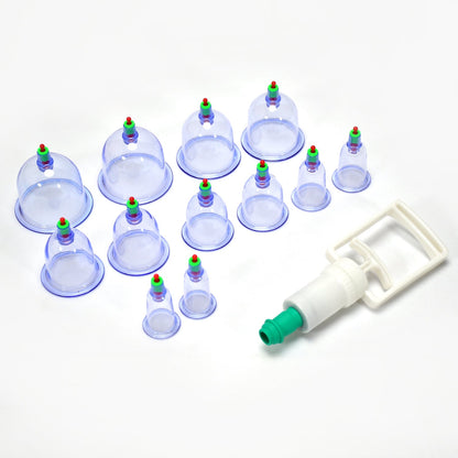 6614 12pcs Cups Vacuum Cupping Kit Pull Out a Vacuum Apparatus Therapy Relax Massagers Curve Suction Pump 