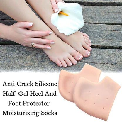 1475 Anti Crack Silicone Half Gel Heel And Foot Protector Moisturizing Socks 