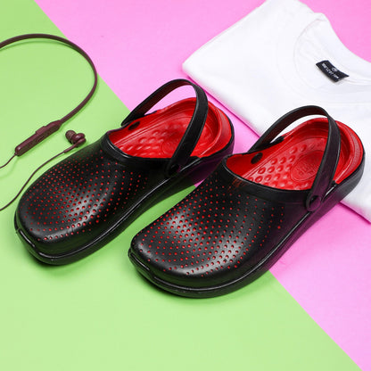 Monex New Latest Black Red Clogs For Mens