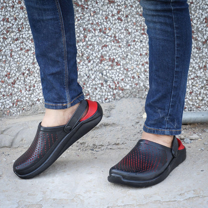 Monex New Latest Black Red Clogs For Mens