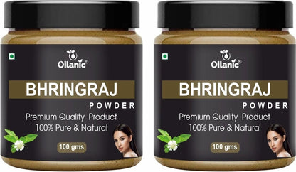 Oilanic  Pure & Natural Bhringraj Powder- For Skin & Hair Combo Pack of 2 Jar (200gm)