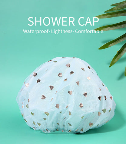 1411 Reusable Waterproof Elastic Free-Size Bathroom Shower Caps 